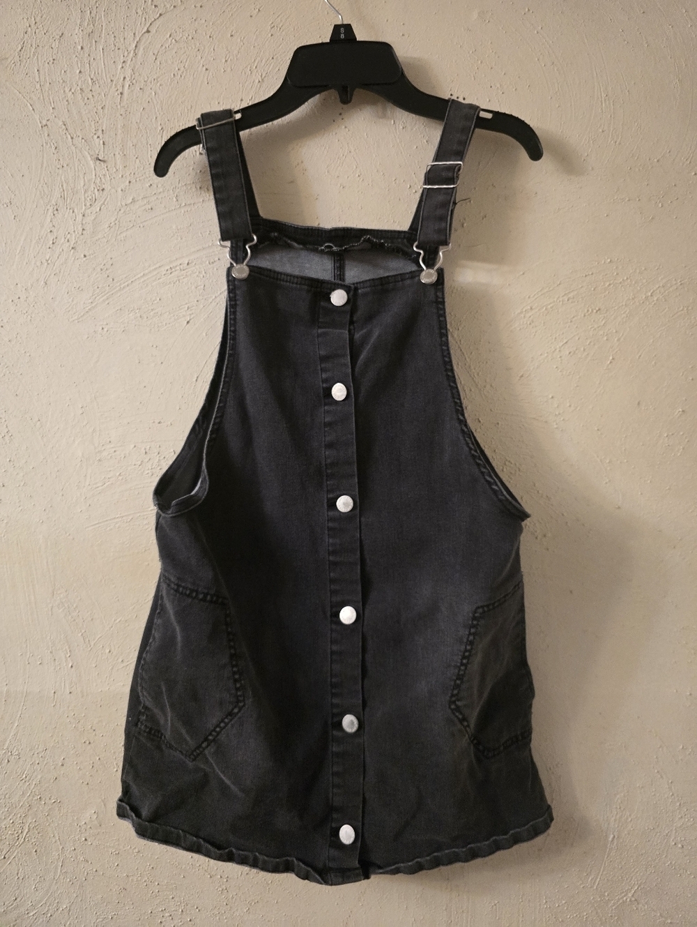 art class Black Denim Overall Dress with Frayed Trim